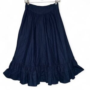 Vintage Circle T Denim Western Peasant Ruffle Hem Circle Skirt